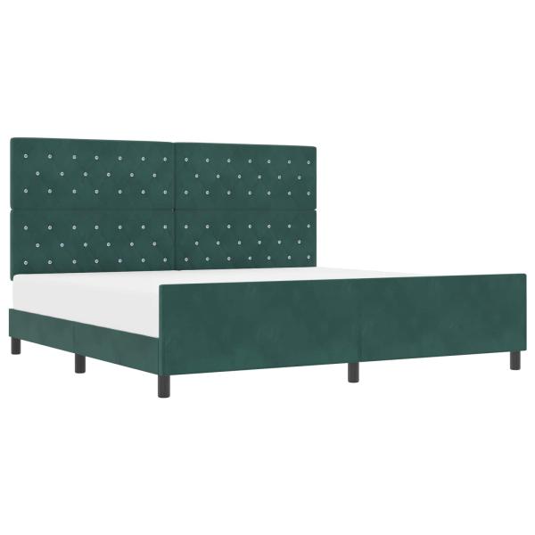 Boxspringbett mit Kopfteil Dunkelgrün 200 x 200 cm Samt