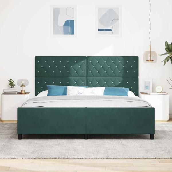 Boxspringbett mit Kopfteil Dunkelgrün 200 x 200 cm Samt