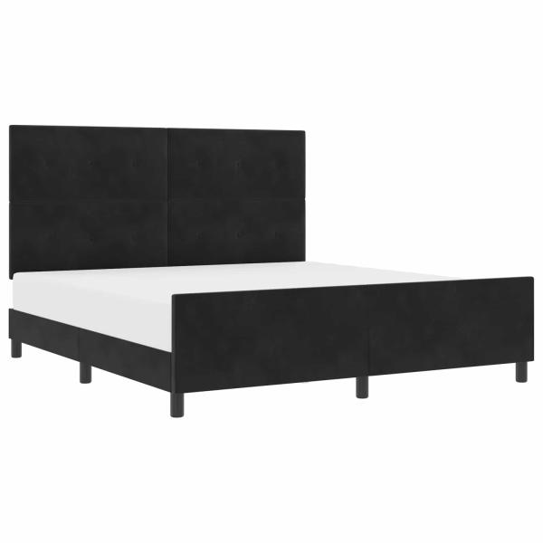 Boxspringbett mit Kopfteil Schwarz 180 x 200 cm Samt