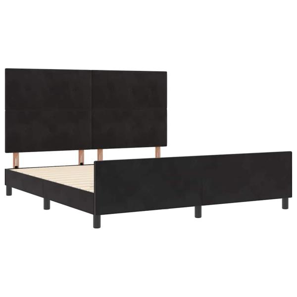 Boxspringbett mit Kopfteil Schwarz 180 x 200 cm Samt