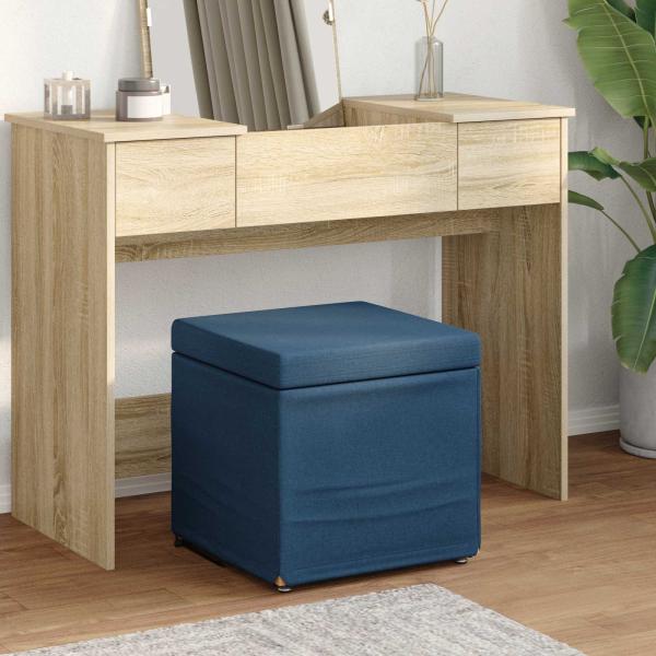 ARDEBO.de - Hocker Blau 41 x 41 x 40 cm Stoff und Pressholz