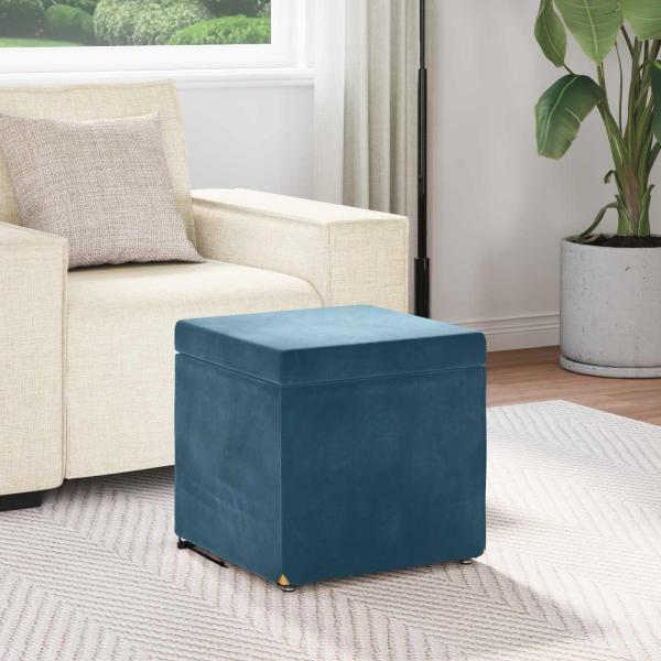 Hocker Blau 41 x 41 x 40 cm Samt und Engineering Holz