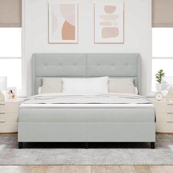Boxspringbett mit Matratze Hellgrau 200 x 180 cm Polyester