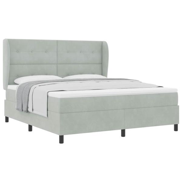 Boxspringbett mit Matratze Hellgrau 200 x 180 cm Polyester