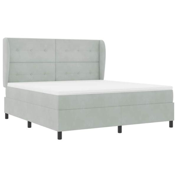 Boxspringbett mit Matratze Hellgrau 200 x 180 cm Polyester