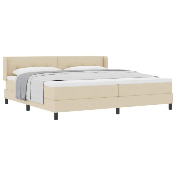 ARDEBO.de - Boxspringbett mit Matratze Creme 200 x 200 cm Polyester
