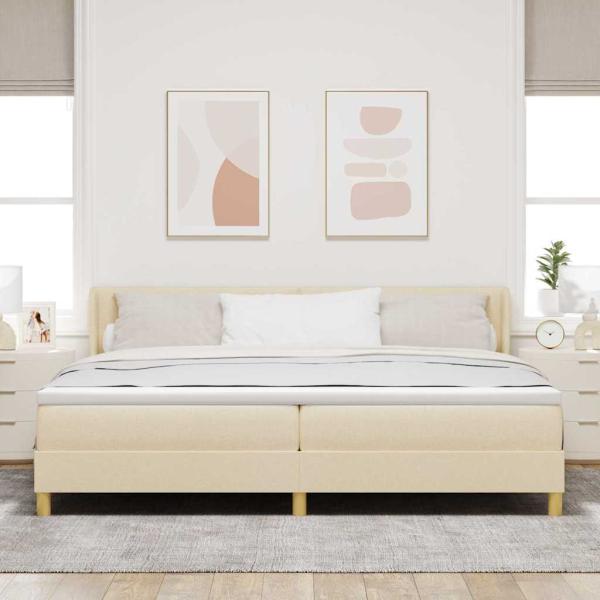 Boxspringbett mit Kopfteil Creme 200 x 200 cm Stoff