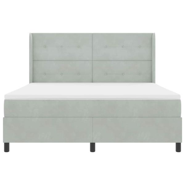 ARDEBO.de - Boxspringbett mit Matratze Hellgrau 180 x 200 cm Samt
