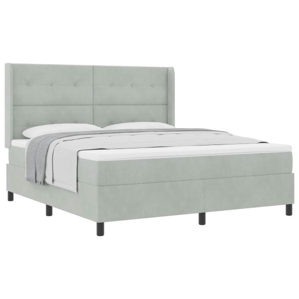 Boxspringbett mit Matratze Hellgrau 180 x 200 cm Samt