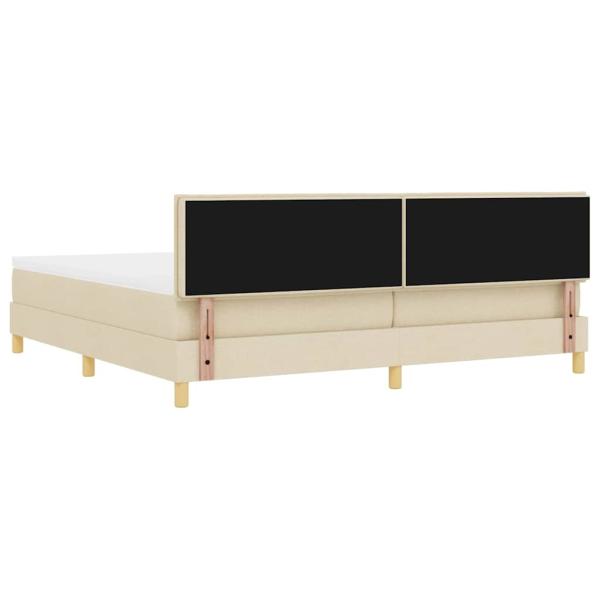 LED Boxspringbett mit Matratze mit LED Creme 200 x 200 cm Stoff