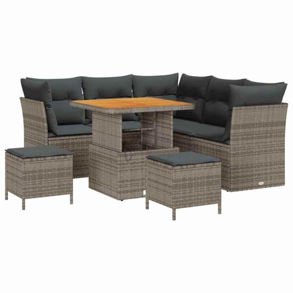 ARDEBO.de - Garten-Sofa-Set mit Kissen mit Speicher 8 pcs Grau