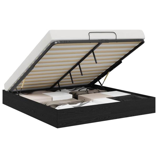 ARDEBO.de - Ottoman Bettgestell Schwarz Eichen-Optik 193 x 120 x 25 cm