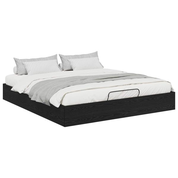 Ottoman Bettgestell Schwarz Eichen-Optik 203 x 160 x 25 cm
