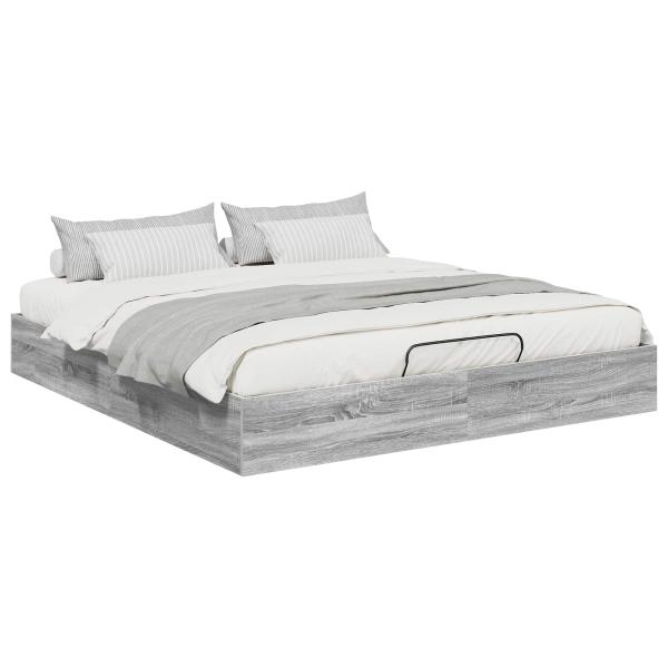 Ottoman Bettgestell Sonoma-Grau 203 x 160 x 25 cm Holzwerkstoff