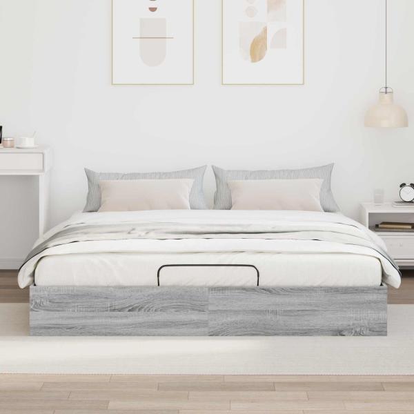 Ottoman Bettgestell Sonoma-Grau 203 x 160 x 25 cm Holzwerkstoff