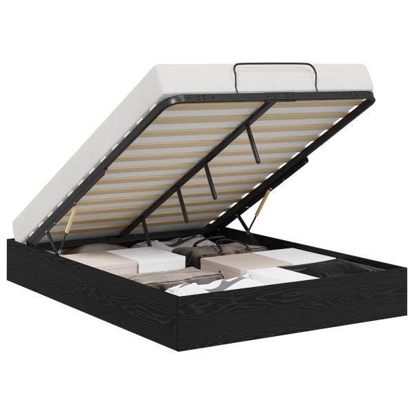 Ottoman Bettgestell Schwarz Eichen-Optik 193 x 120 x 25 cm