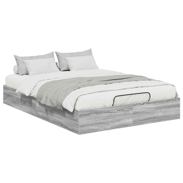 Ottoman Bettgestell Sonoma-Grau 203 x 140 x 25 cm Holzwerkstoff