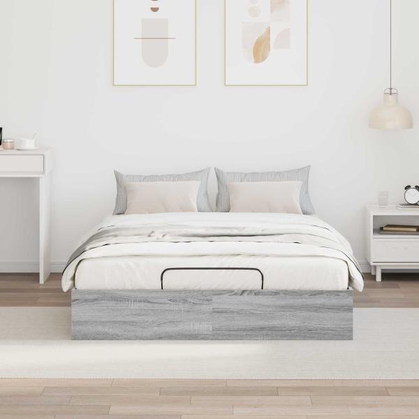 Ottoman Bettgestell Sonoma-Grau 203 x 140 x 25 cm Holzwerkstoff