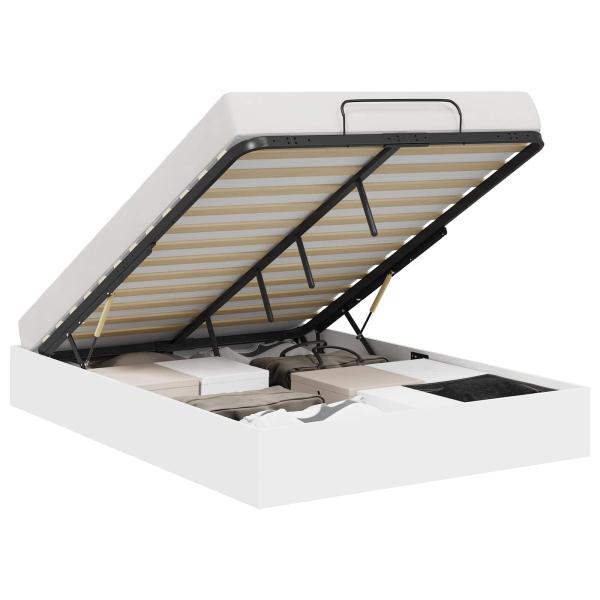 Ottoman Bettgestell Weiß 193 x 120 x 25 cm Spanplatte