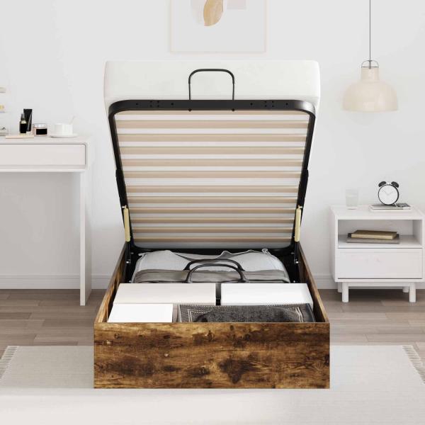 Ottoman Bettgestell Räuchereiche 203 x 90 x 25 cm Holzwerkstoff