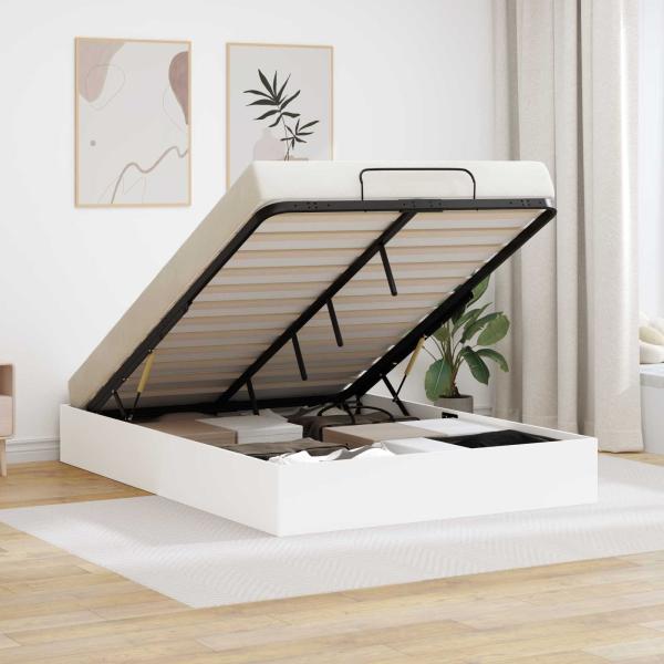 ARDEBO.de - Ottoman Bettgestell Weiß 193 x 120 x 25 cm Spanplatte