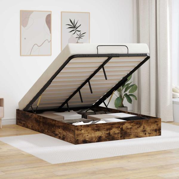 ARDEBO.de - Ottoman Bettgestell Geräucherte Eiche 193 x 120 x 25 cm