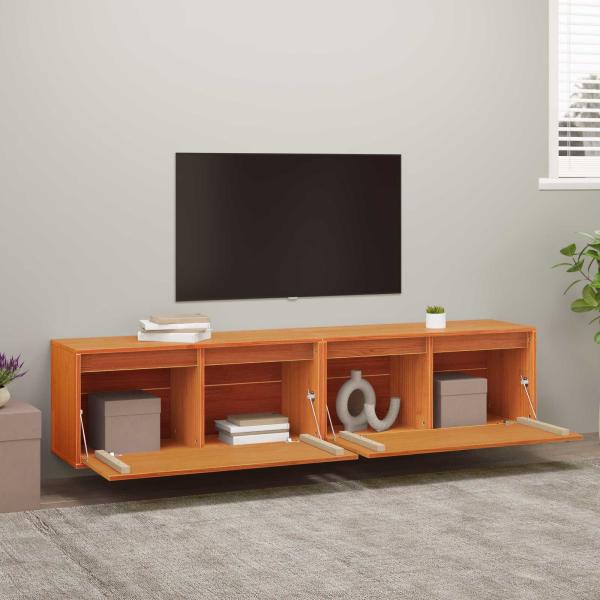 Wandschrank mit Regal mit Tür 2 pcs Wachsbraun 80 x 30 x 35 cm