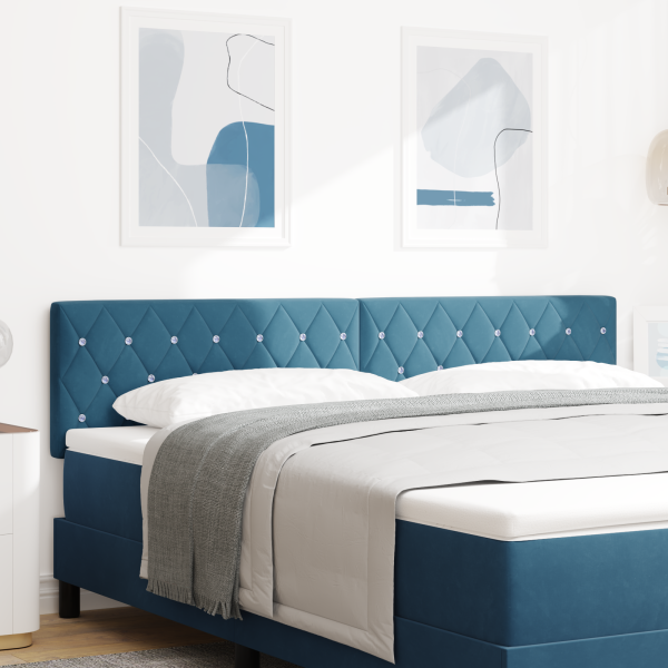 LED Kopfteil mit LED-Lichtleisten Dunkelblau 180 cm Polyester
