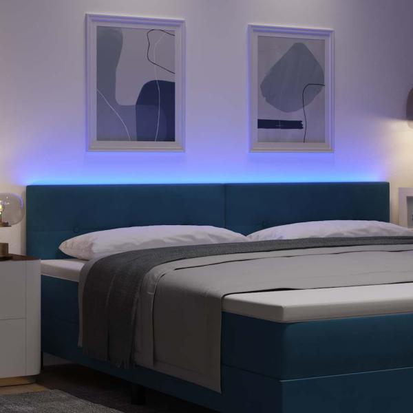 LED Kopfteil mit LED-Lichtleisten Blau 200 cm Polyester
