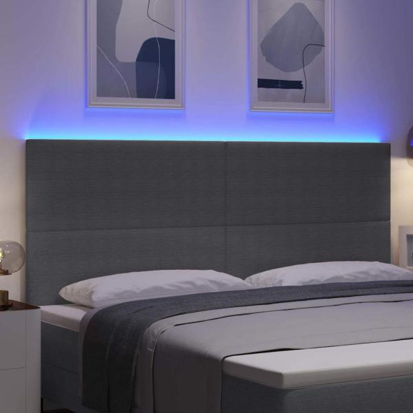 LED Kopfteil mit LED-Lichtleisten Hellgrau 200 cm Polyester