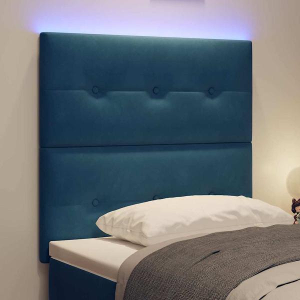 LED Kopfteil mit LED-Lichtleisten Blau 100 cm Polyester