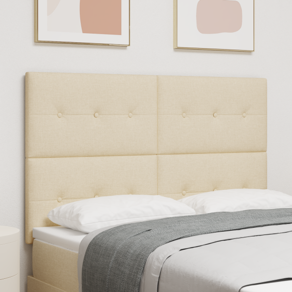LED Kopfteil mit LED-Lichtleisten Creme 144 cm Stoff