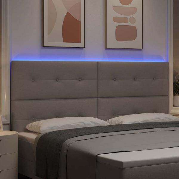 LED Kopfteil mit LED-Lichtleisten Taupe 200 cm Polyester