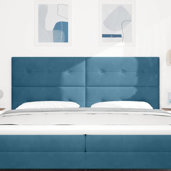 LED Kopfteil mit LED-Lichtleisten Blau 200 cm Polyester