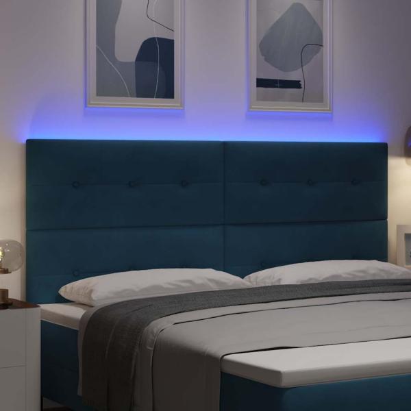 LED Kopfteil mit LED-Lichtleisten Blau 200 cm Polyester