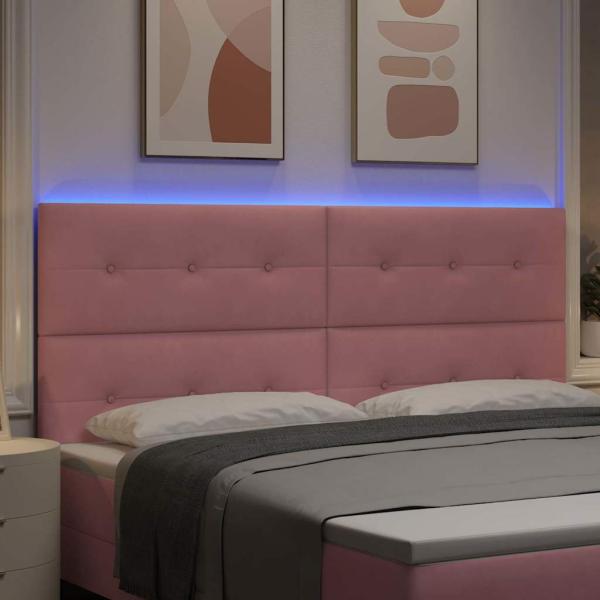 LED Kopfteil mit LED-Lichtleisten Rosa 200 cm Samt
