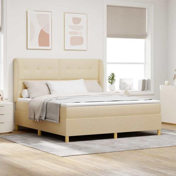 ARDEBO.de - Boxspringbett mit Matratze Dunkelgrau 90x190 cm Creme