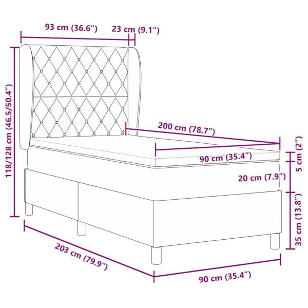 Boxspringbett mit Matratze Dunkelblau 200 x 90 cm Polyester