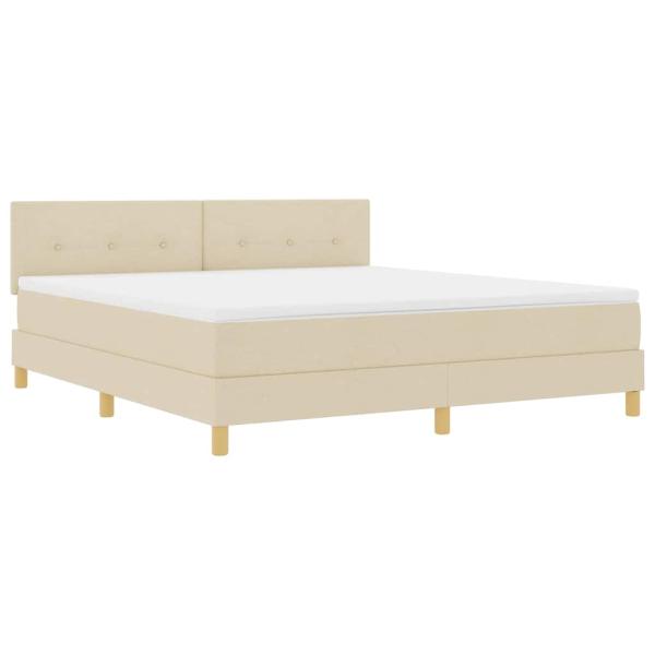 LED Boxspringbett mit LED-Lichtleisten Creme 180 x 200 cm Stoff