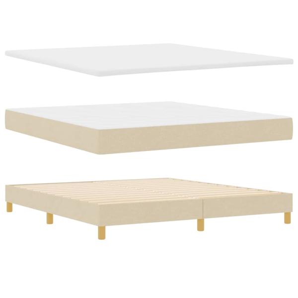 LED Boxspringbett mit LED-Lichtleisten Creme 180 x 200 cm Stoff