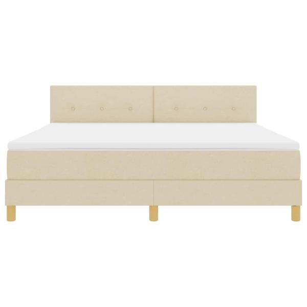 LED Boxspringbett mit LED-Lichtleisten Creme 180 x 200 cm Stoff