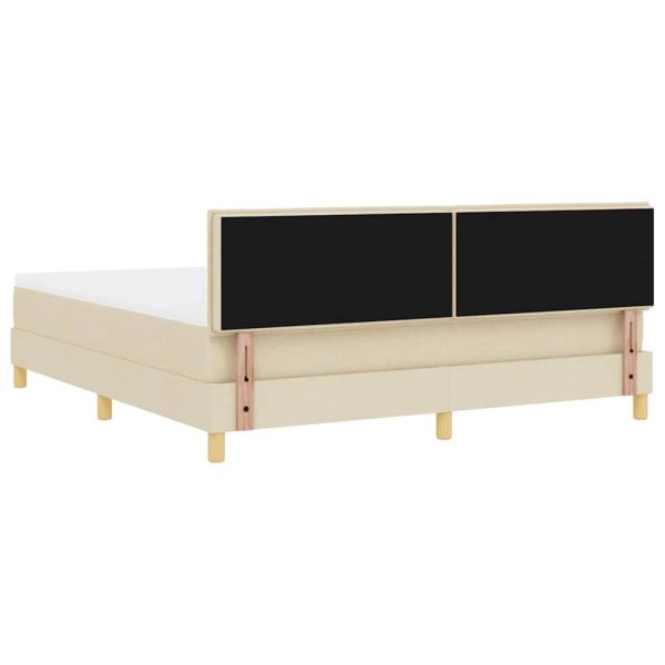 LED Boxspringbett mit LED-Lichtleisten Creme 180 x 200 cm Stoff