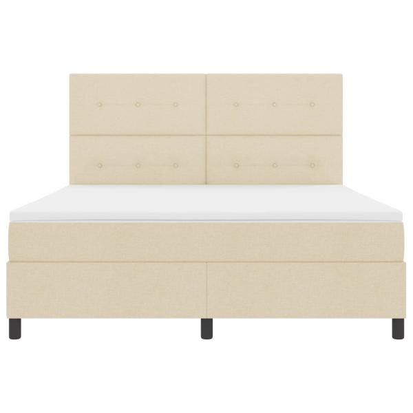 ARDEBO.de - Boxspringbett mit Matratze Creme 180 x 200 cm Stoff