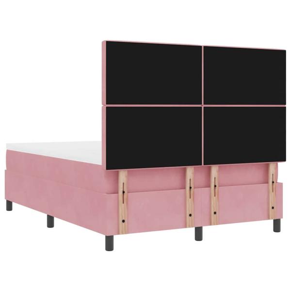 LED Boxspringbett mit Matratze Rosa 140 x 190 cm Stoff