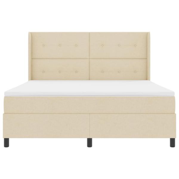 LED Boxspringbett mit Kopfteil Creme 180 x 200 cm Stoff