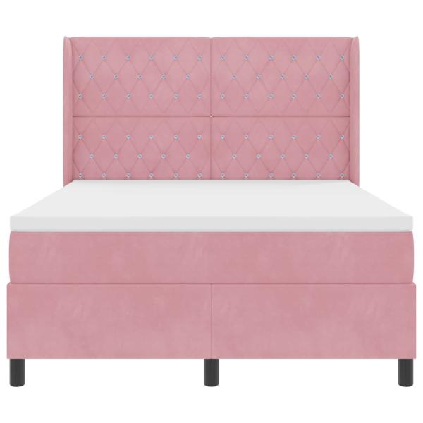 Boxspringbett mit LED-Lichtleisten Rosa 140 x 190 cm Samt