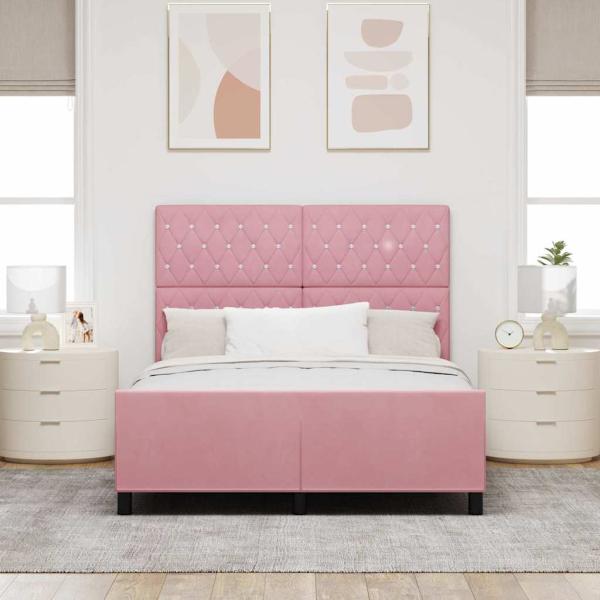 Boxspringbett mit Kopfteil Rosa 140 x 200 cm Samt