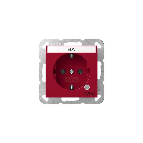 ARDEBO.de Gira 4452108 SCHUKO-Steckdose, 16A 250V~, Kontrolllicht, Beschriftungsfeld, Aufdruck "WSV" (weitere Sicherheitsversorgung), rot