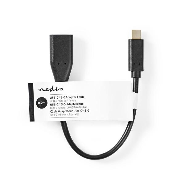 USB-C? Adapter | USB 3.2 Gen 1 | USB-C? Stecker | USB-A Buchse | 5 Gbps | OTG | 0.20 m | Rund | Vernickelt | PVC | Schwarz | Aufhänger (Menge: 50 je Bestelleinheit)