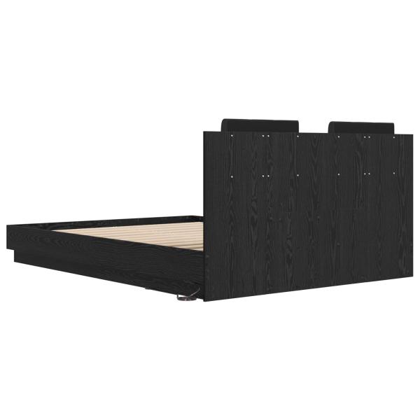 Bettgestell mit Kopfteil Schwarz Eichen-Optik 140 x 200 cm